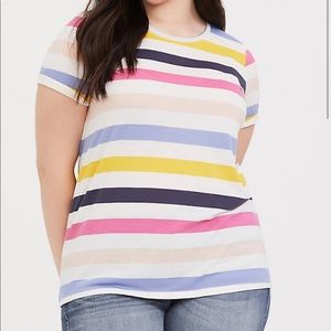 Torrid striped roll sleeve tee